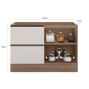 Ver imagem 4 de Balcão 1 Porta 3 Gavetas 120cm Flex sem Tampo para Pia Etna Laranja/Carvalho Oak/Off White