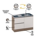 Ver imagem 6 de Balcão 1 Porta 3 Gavetas 120cm Flex sem Tampo para Pia Etna Laranja/Carvalho Oak/Off White