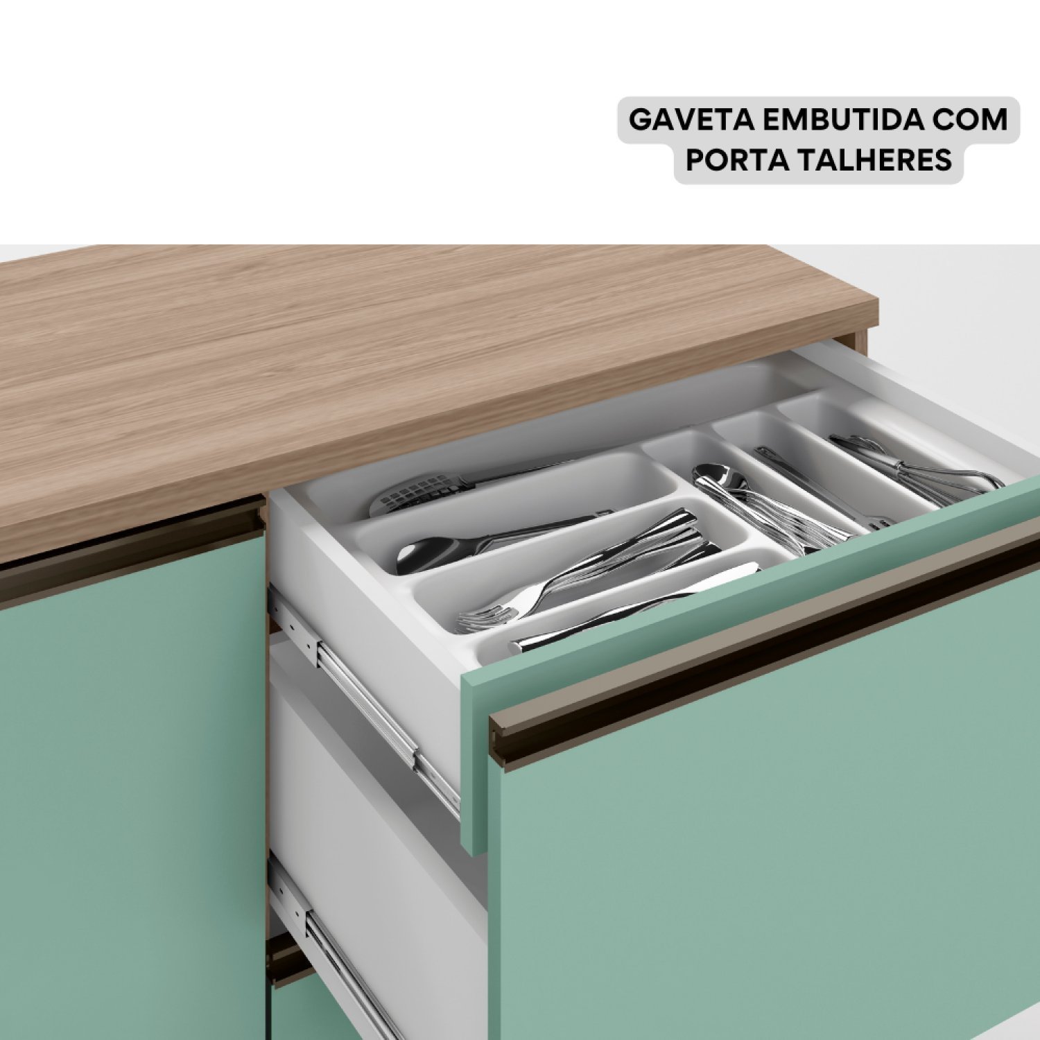 Balcão 1 Porta 3 Gavetas 120cm Flex sem Tampo para Pia Etna - 7