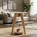 Ver imagem 1 de Mesinha Lateral Retrô Peroba Branco com Amêndoa em 100% MDF