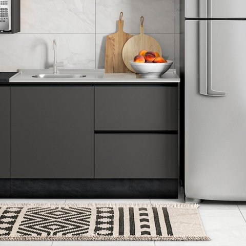 Balcão 1 Porta 3 Gavetas 120cm Flex sem Tampo para Pia deslocada Etna