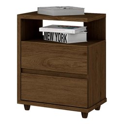 Mesa de Cabeceira Lacy 2 Gavetas Castanho - Móveis Henn - 1