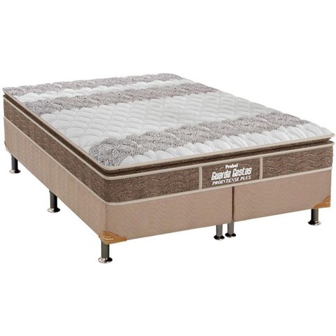 Cama Box Queen: Colchão Ortopédico Probel D33/EP Guarda Costas Próintense Plus + Base CRC Suede Clea