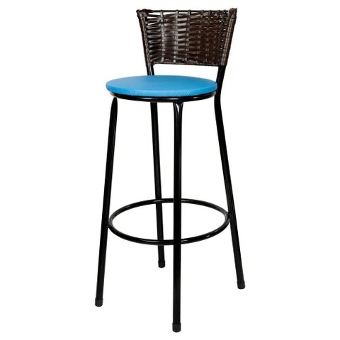 Banqueta Alta Ratan Hawai Preta Café  