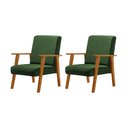 Ver imagem 1 de Kit 2 Poltronas Decorativas para Clínicas Juliana Veludo Verde Base Madeira Maciça