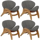 Ver imagem 1 de Kit 4 Poltronas Decorativa Orgânica Sala Living Kadosh L02 Linho Mescla Chumbo - Lyam Decor