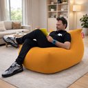 Ver imagem 2 de Puff Viva Sensorial Ergonômico Extrema Maciez Enchimento Pérolas 3mm Pufe Laranja