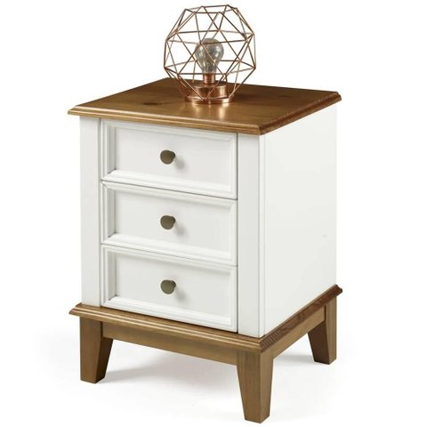 Mesa de Cabeceira Filipa 3 Gavetas Cor Branco 42cm - 64398
