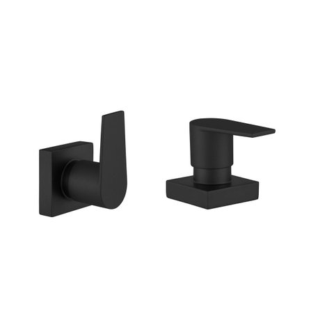 Kit 2 Acabamento para Banheiro Alavanca Quadrado Preto Chuveiro Padrão Deca