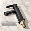 Ver imagem 3 de Torneira Banheiro Preta Bancada Mesa Metal Inox Quadrada 1/4 Volta Preto Fosco Matte