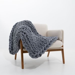 Manta Peseira de Tricot Solteiro/sofá 0,60x1,50m, Cor Chumbo - Magma Cotton