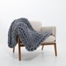 Manta Peseira de Tricot Solteiro/sofá 0,60x1,50m, Cor Chumbo - Magma Cotton - 1