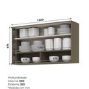 Ver imagem 5 de Armário Aéreo 1 Porta Basculante Vidro 120cm 100% MDF Aurora Cinza/Duna