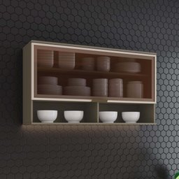 Armário Aéreo 1 Porta Basculante Vidro 120cm 100% MDF Aurora - 2