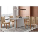Ver imagem 1 de Conjunto Sala de Jantar Tilia C/ Tampo Madeirado C/ Vidro Canto Curvo 180x90cm e 6 Cadeiras Dafne