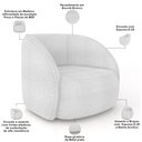 Ver imagem 6 de Kit Sofá 4 Lugares Eron 318cm com Poltrona Giratória Angelina M03 Bouclê Branco - Lyam Decor