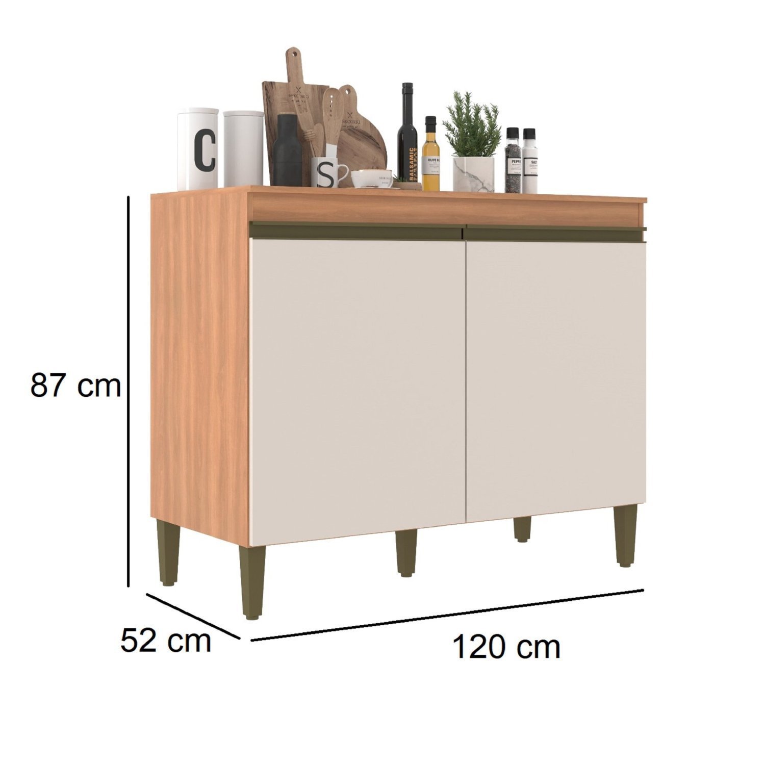 Balcão Para Cozinha 2 Portas 120cm com Tampo Cecília - 4