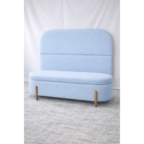 Kit Atenas Cabeceira de Cama Box Orgânica e Recamier Calçadeira Baú Queen 160 Cm Suede Azul Bebê Eli