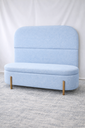 Ver imagem 1 de Kit Atenas Cabeceira de Cama Box Orgânica e Recamier Calçadeira Baú Queen 160 Cm Suede Azul Bebê Eli