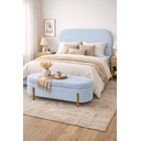 Ver imagem 2 de Kit Atenas Cabeceira de Cama Box Orgânica e Recamier Calçadeira Baú Queen 160 Cm Suede Azul Bebê Eli