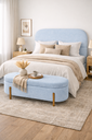 Ver imagem 2 de Kit Atenas Cabeceira de Cama Box Orgânica e Recamier Calçadeira Baú Queen 160 Cm Suede Azul Bebê Eli