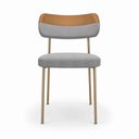Ver imagem 4 de Kit 8 Cadeiras Sala de Jantar Lisa Pés Champanhe Linho/PU Cinza/Caramelo m² - Monari Design