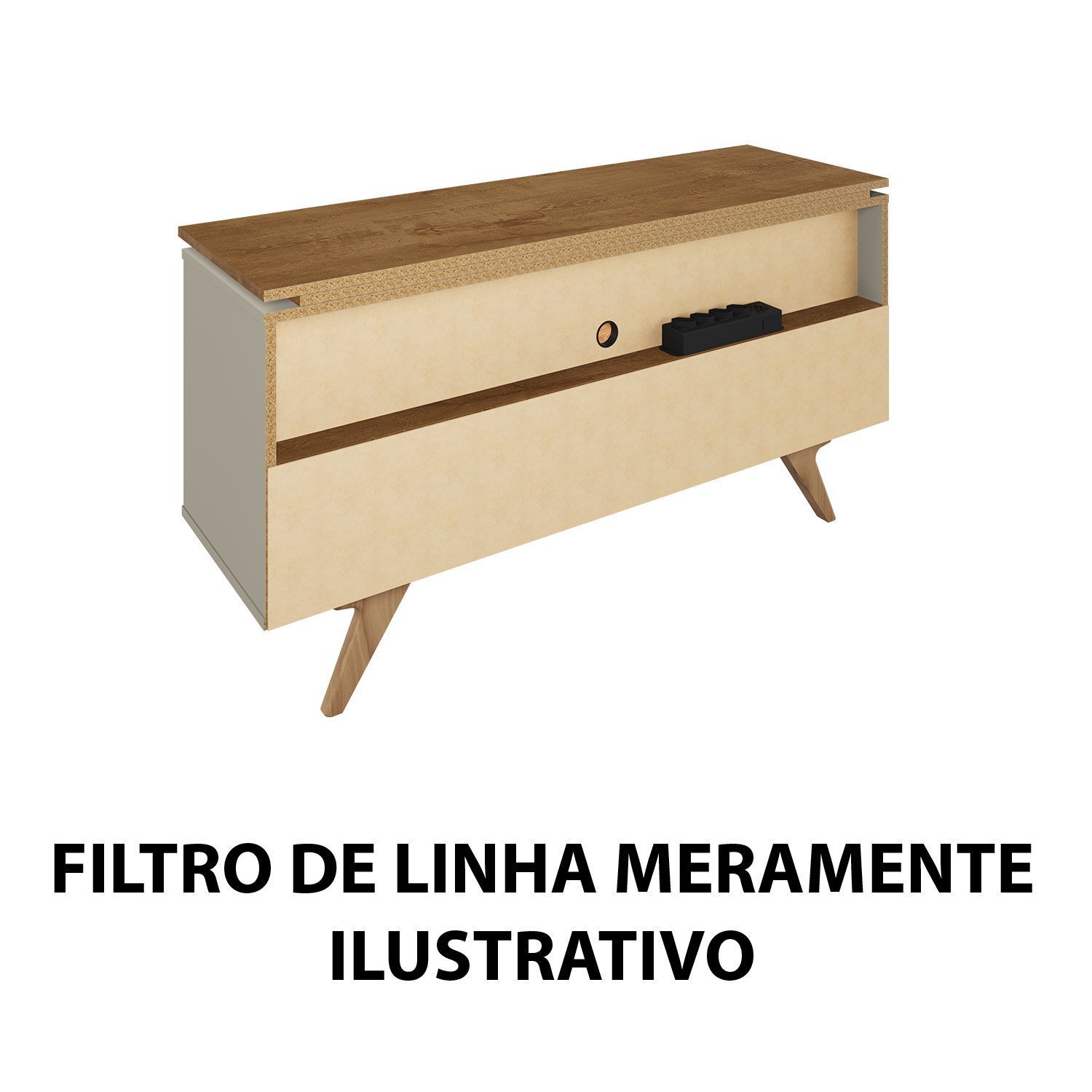 Rack Para TV até 50 Polegadas Design Curvo e Frisos Decorativos 1 Porta Pés de Madeira Valência - 7