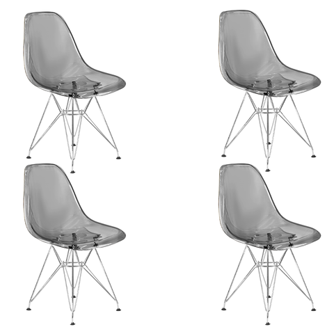 Kit 4 Cadeiras Charles Eames Cristal Eiffel Designer 
