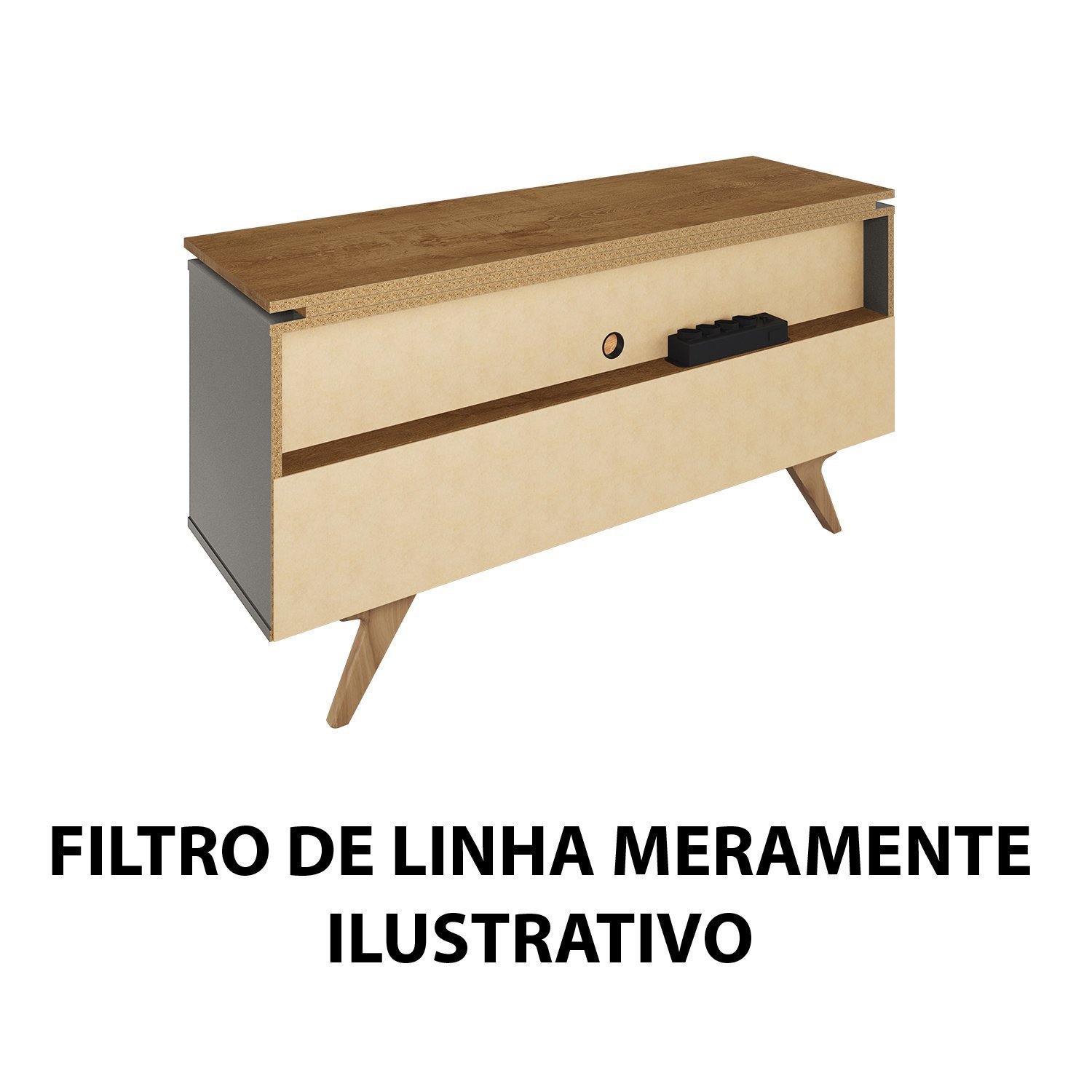 Rack Para TV até 50 Polegadas Design Curvo e Frisos Decorativos 1 Porta Pés de Madeira Valência - 7