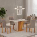 Ver imagem 1 de Conjunto Sala de Jantar Mesa com 4 Cadeiras Miami Yescasa Bege/Off White/Freijó