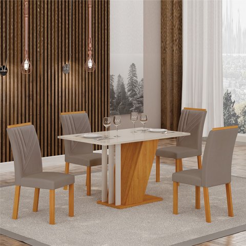 Conjunto Sala de Jantar Mesa com 4 Cadeiras Miami Yescasa