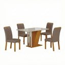 Ver imagem 2 de Conjunto Mesa de Jantar 4 Cadeiras Estofadas Veludo 120cm Miami MDF/MDP Marrom Yescasa Bege/Off White/Freijó