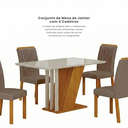 Ver imagem 5 de Conjunto Mesa de Jantar 4 Cadeiras Estofadas Veludo 120cm Miami MDF/MDP Marrom Yescasa Bege/Off White/Freijó