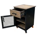 Ver imagem 2 de Mesa de Cabeceira Modelo Industrial - Ferro e Madeira - com 1 Gaveta e 1 Nicho com Prateleira