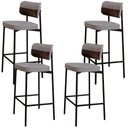Ver imagem 1 de Kit 04 Banquetas Alta Bar Cozinha Sala de Jantar Aço Preto Kaira C01 Linho Cinza Courino Café -