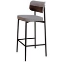 Ver imagem 2 de Kit 04 Banquetas Alta Bar Cozinha Sala de Jantar Aço Preto Kaira C01 Linho Cinza Courino Café -