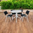 Ver imagem 1 de Jogo Mesa Redonda para Restaurante Comércio com 4 Cadeiras Iso Preta Base Branca Ecomhome