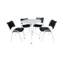 Ver imagem 6 de Jogo Mesa Redonda para Restaurante Comércio com 4 Cadeiras Iso Preta Base Branca Ecomhome