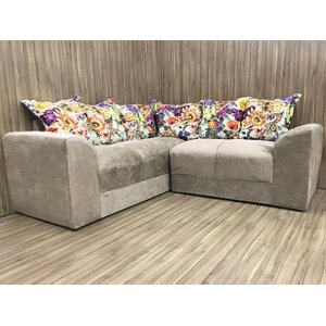 Sofá Canto Bege com Floral 602/42 Belo