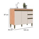 Ver imagem 5 de Balcão para Cozinha 3 Gavetas 2 Portas 120cm Cecília Marrom/Freijó/Off White