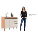 Ver imagem 6 de Balcão para Cozinha 3 Gavetas 2 Portas 120cm Cecília Marrom/Freijó/Off White
