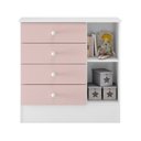 Ver imagem 2 de Cômoda Infantil 1 Porta e 4 Gavetas Tic Tac Espresso Móveis Rosa/Branco