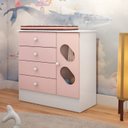 Ver imagem 1 de Cômoda Infantil 1 Porta e 4 Gavetas Tic Tac Espresso Móveis Rosa/Branco