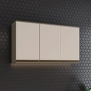 Ver imagem 1 de Armário Aéreo 3 Portas 120cm 100% MDF Aurora Cinza/Duna/Cristal