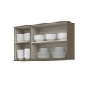 Ver imagem 4 de Armário Aéreo 3 Portas 120cm 100% MDF Aurora Cinza/Duna/Cristal