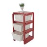 Organizador 3 Cestos Vermelho Cestos Brancos Organizer - 3