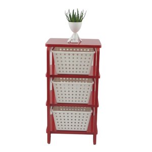 Organizador 3 Cestos Vermelho Cestos Brancos Organizer