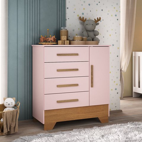 Cômoda Infantil 1 Porta e 4 Gavetas Tic Tac