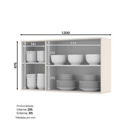 Armário Aéreo 3 Portas 120cm 100% MDF Aurora - 3