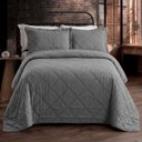 Ver imagem 1 de Kit Colcha King Size Urban Linen Cinza Textura Linho 3 Peças Rozac